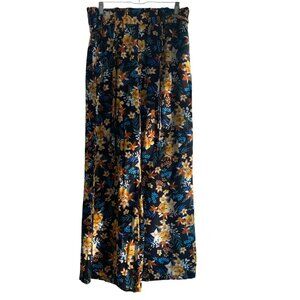 New Look Floral Palazzo Pants High Rise Wide Leg Womens Size L Boho Festival